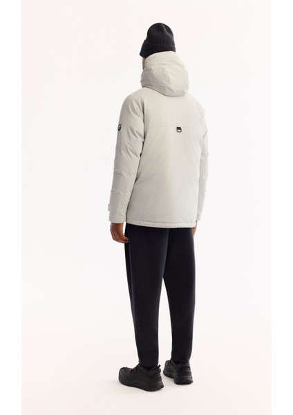 Erkek Gri Kapüşonlu Su Itici Rüzgar Geçirmez -7°c Dayanıklı Şişme Comfort Fit Mont A52Y6165