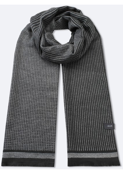 Erkek Siyah Desenli Püsküllü Şal A52Y9406