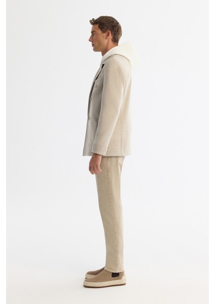 Erkek Bej Kruvaze Kapama Yandan Cepli Yün Karışımlı Astarlı Kaşe Comfort Fit Kaban A42Y6065 modelleri