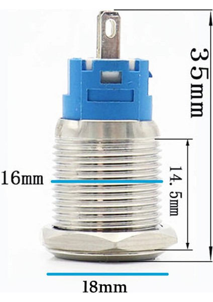 16MM Metal Panel Montaj Düz Kafa Latch Buton No Nc Dc 6A 12V Ac 3A 250V IP67 Su Geçirmez Düğme