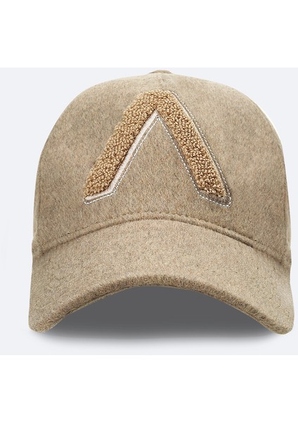 Erkek Vizon Yün Karışımlı Önü Nakış Detaylı Kaşe Şapka A42Y9255