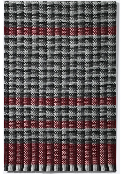 Erkek Bordo-Antrasit Yün Karışımlı Püsküllü Desenli Şal A42Y9410 fiyatları