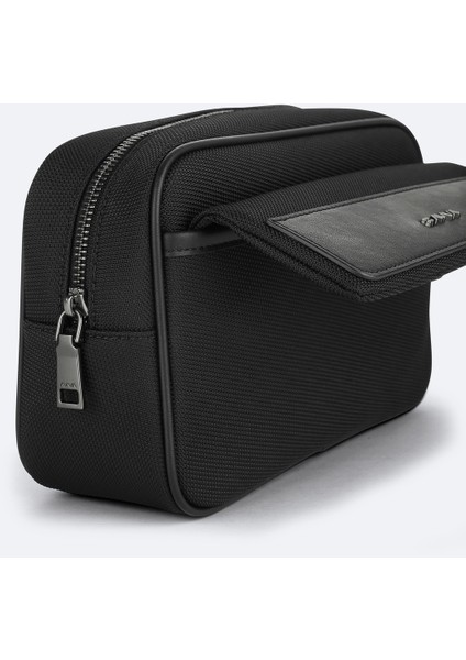 Erkek Siyah Çift Fermuarlı El Çantası A52Y9103