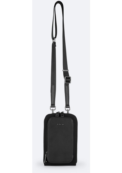 Erkek Siyah Deri Görünümlü Uzun Askılı Çapraz Çanta A52Y9105