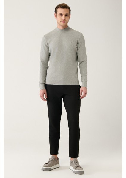 Erkek Gri Bisiklet Yaka Desenli Kazak A32Y5166 indirimleri