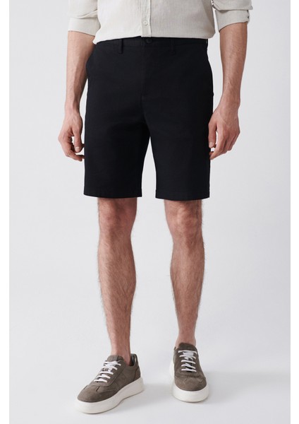 Erkek Siyah Esnek Patara Chino Kanvas Relaxed Fit Şort B003730 fiyatları