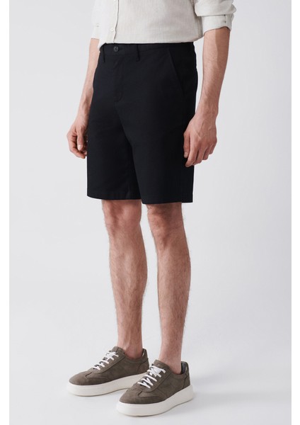 Erkek Siyah Esnek Patara Chino Kanvas Relaxed Fit Şort B003730 modelleri