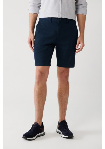 Erkek Lacivert Esnek Patara Chino Kanvas Relaxed Fit Şort B003730 fiyatları
