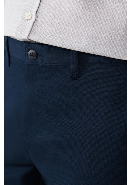 Erkek Lacivert Esnek Patara Chino Kanvas Relaxed Fit Şort B003730