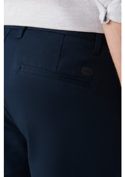 Erkek Lacivert Esnek Patara Chino Kanvas Relaxed Fit Şort B003730
