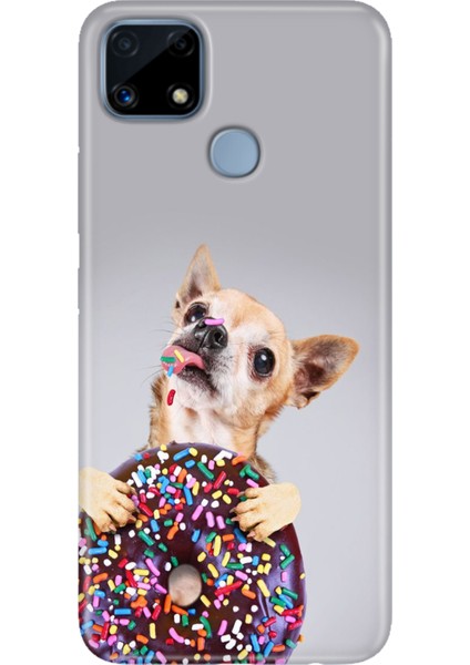 Realme C25 Kılıf Desenli Silikon Renkli Phone Case Donut Dog