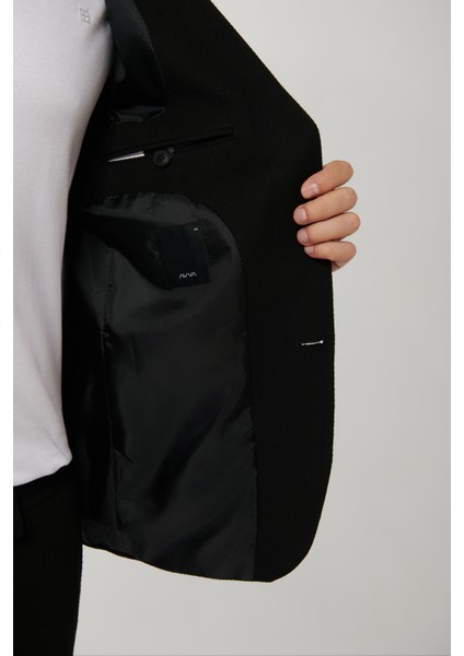 Erkek Siyah Yırtmaçlı Astarsız Bi-Stretch Kumaş Blazer Comfort Slim Fit Ceket A41Y4032 indirimleri