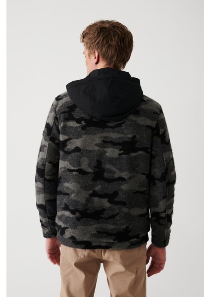 Erkek Antrasit Çıkma Kapüşonlu Önü Fermuarlı Örme Mont A32Y6107 indirimleri