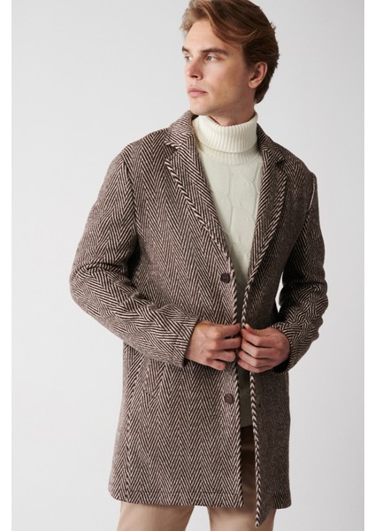 Erkek Kahve Mono Yaka Astarsız Kaşe Kaban A32Y6122 fiyatları