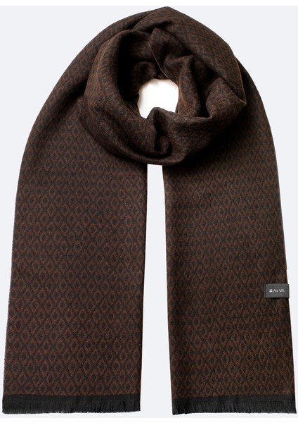 Erkek Kahverengi Viskon Karışımlı Püsküllü Desenli Şal A42y9402