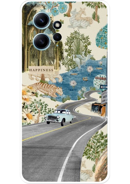 Redmi Note 12 4g Uyumlu Yeşil Sanatsal Yol Çiçekler Baskılı Silikon Kılıf