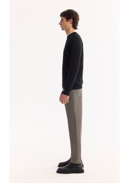 Erkek Siyah Bisiklet Yaka Yün Karışımlı Triko Regular Fit Kazak B005013 modelleri