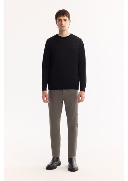 Erkek Siyah Bisiklet Yaka Yün Karışımlı Triko Regular Fit Kazak B005013