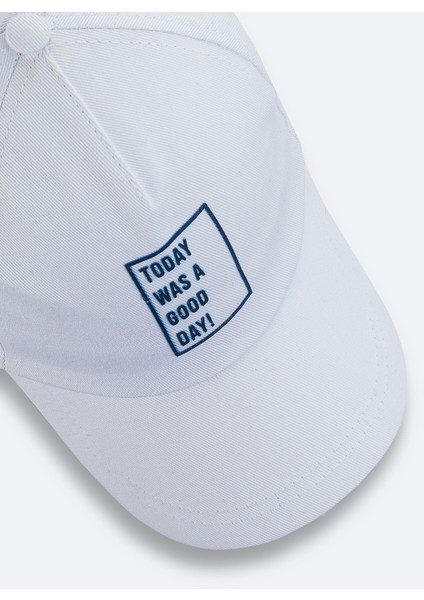 Erkek Beyaz Slogan Baskılı Spor Şapka A31Y9205 modelleri