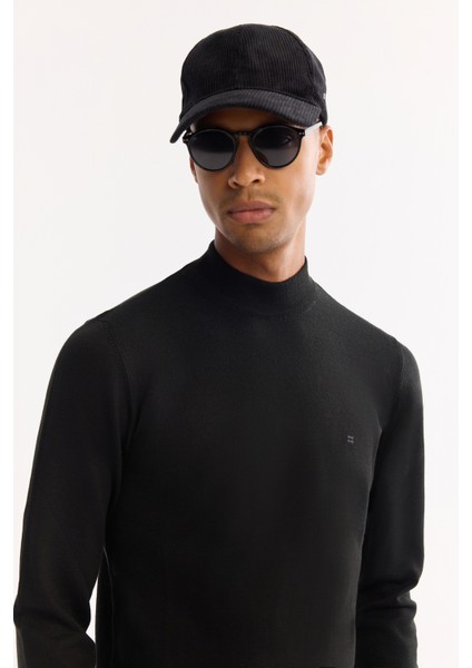 Erkek Siyah Yarım Balıkçı Yaka Yün Karışımlı Triko Regular Fit Kazak B005015 fiyatları