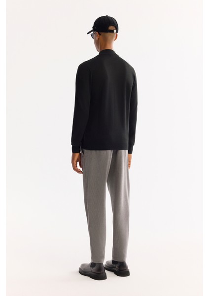 Erkek Siyah Yarım Balıkçı Yaka Yün Karışımlı Triko Regular Fit Kazak B005015 fırsatları