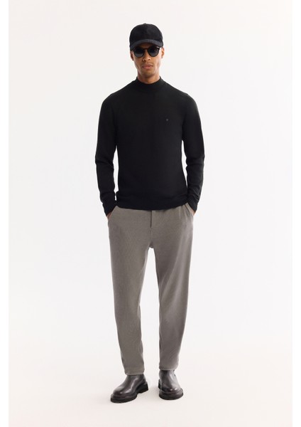 Erkek Siyah Yarım Balıkçı Yaka Yün Karışımlı Triko Regular Fit Kazak B005015 indirimleri