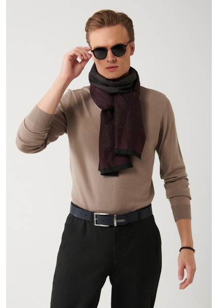 Erkek Vizon Yarım Balıkçı Yaka Yün Karışımlı Triko Regular Fit Kazak B005015