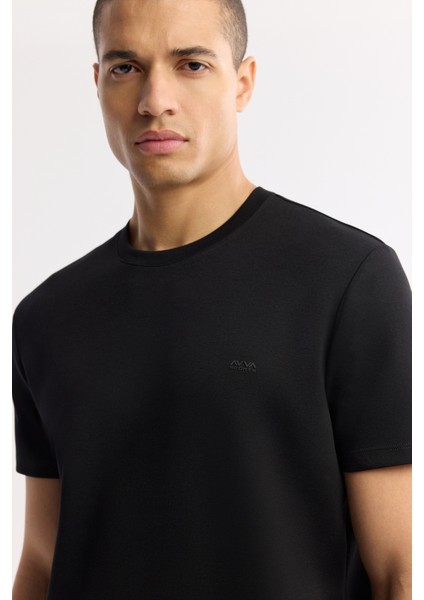 Erkek Siyah Bisiklet Yaka Bi-Stretch Baskılı Regular Fit T-Shirt B001040 fiyatları