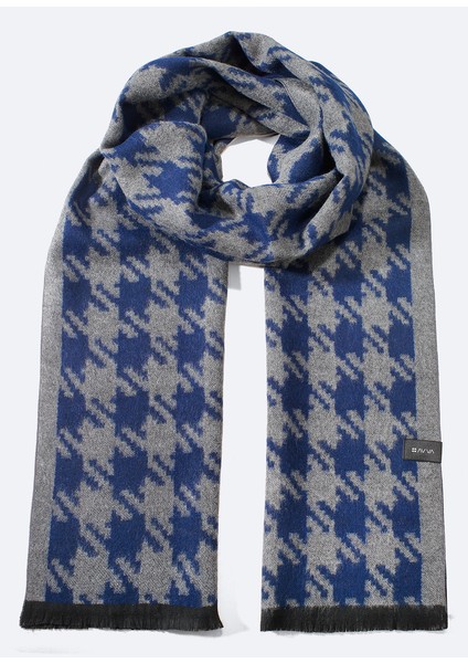 Erkek Lacivert Desenli Şal A32Y9411