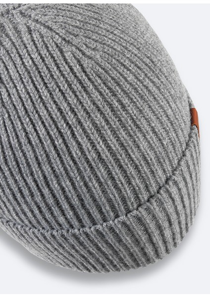 Erkek Gri Yün Karışımlı Logolu Fitilli Bere B009200 modelleri