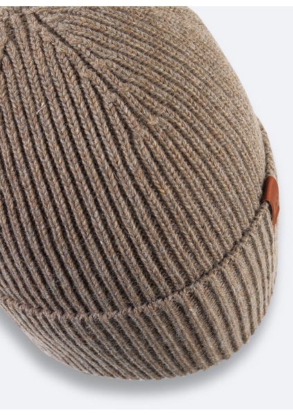 Erkek Vizon Yün Karışımlı Logolu Fitilli Bere B009200 modelleri