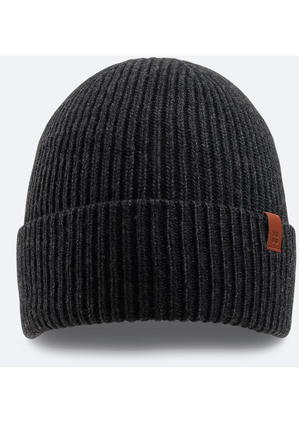 Erkek Antrasit Yün Karışımlı Logolu Fitilli Bere B009200