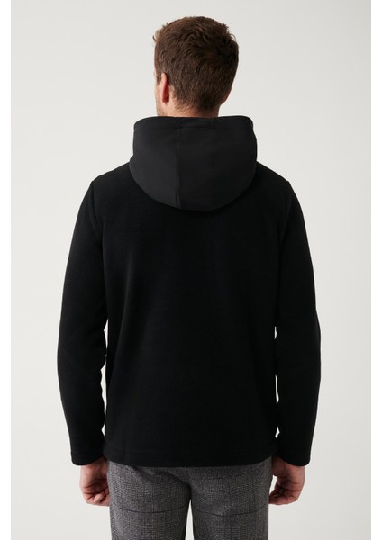 Erkek Siyah Kapüşonlu Yaka Garni Kumaş Detaylı Sweatshirt Polar A32Y1392 indirimleri