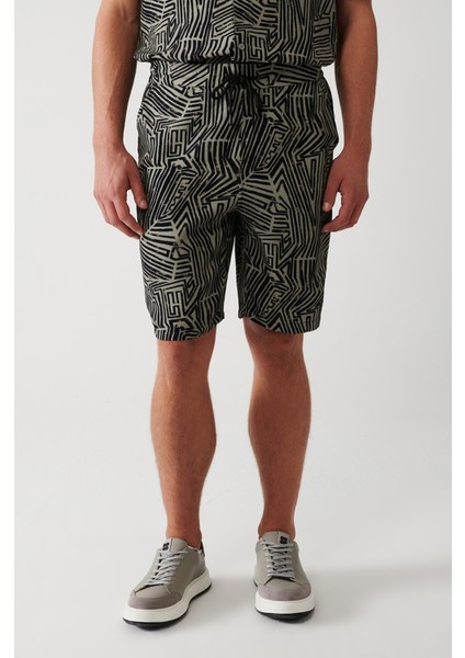 Erkek Vizon Viskon Soyut Desenli Şort A31Y3720 modelleri