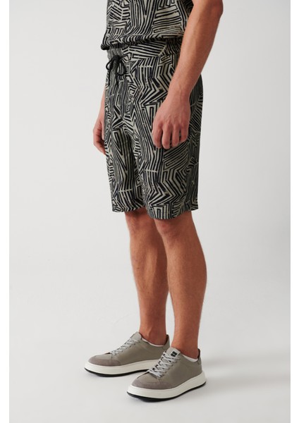 Erkek Vizon Viskon Soyut Desenli Şort A31Y3720 fırsatları