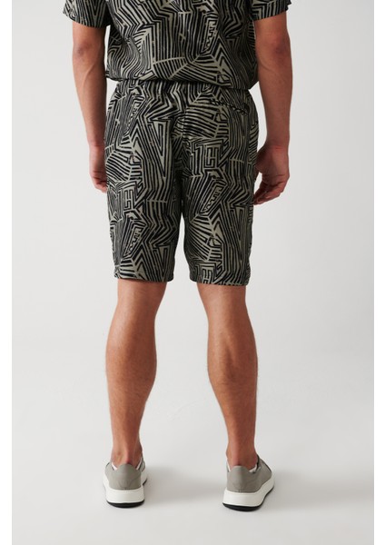 Erkek Vizon Viskon Soyut Desenli Şort A31Y3720 indirimleri