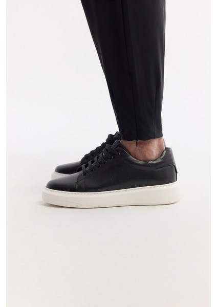 Erkek Siyah %100 Deri Esnek Taban Hafif Casual Ayakkabı B008000