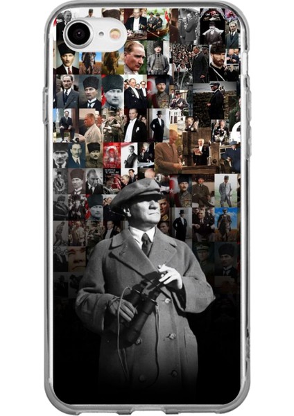 iPhone 6 - 6s Uyumlu Atatürk Portre Kolaj Baskılı Silikon Kılıf
