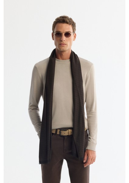 Erkek Vizon Bisiklet Yaka Viskon Viskon Karışımlı Basic Triko Regular Fit Kazak B005021