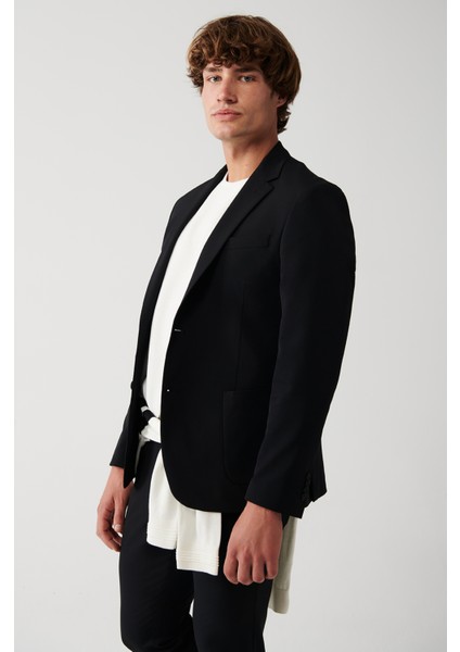 Erkek Siyah Astarsız Bı-stretch Çift Yırtmaçlı Ceket A31Y4004 modelleri