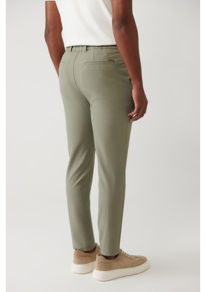 Erkek Açık Haki Beli Lastikli Cepli Bi-Stretch Lightweight Relaxed Fit Pantolon A41Y3203 indirimleri
