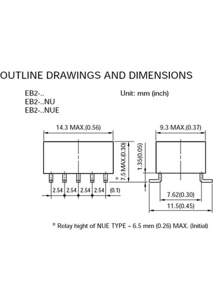 5V Eb2-5nu Smd Röle Dpdt 1A Eb2 Series Non Latching Eb2 Series Smd Low Signal Relay modelleri