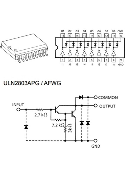 ULN2803A Npn 8 Adet Darlington Transistör Sürücü Entegre SOP18 Smd 18 Bjt Bipolar