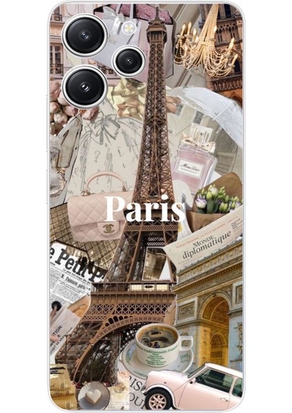 Redmi 12 Uyumlu Paris Kolaj Baskılı Silikon Kılıf