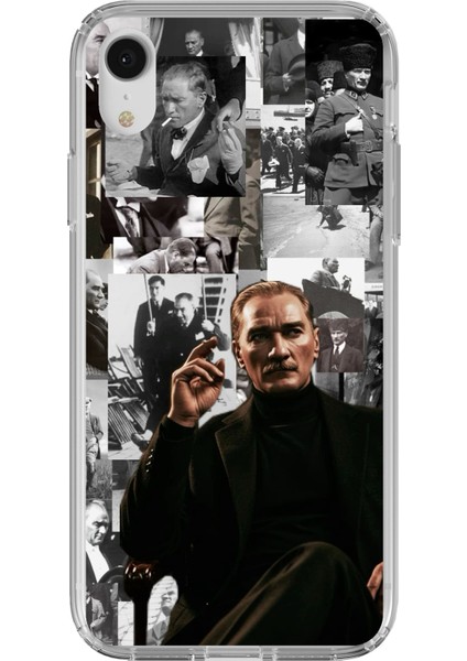 iPhone Xr Uyumlu Mustafa Kemal Atatürk Kolaj Baskılı Silikon Kılıf