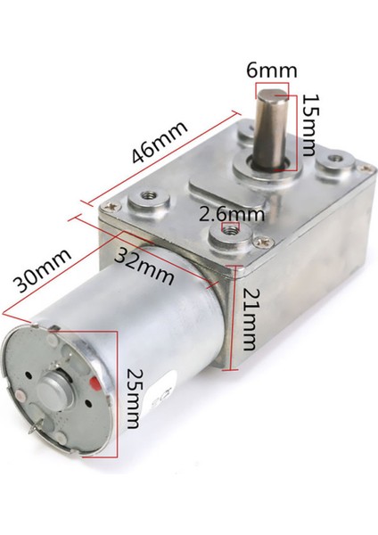 JGY370 Dc 12V 90 Rpm Redüktörlü Dc Motor 2 Yönde Dönme L Tip 0.5kg.cm Yüksek Tork Metal Dişli