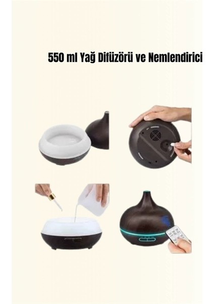 550 ml Ultrasonik Yağ Difüzörü ve Soğuk Buhar Nemlendirici modelleri