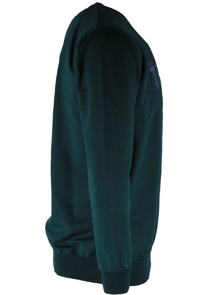 0 Yaka 2 Ip Koyu Yeşil Erkek Sweatshirt Trend Baskı fiyatları