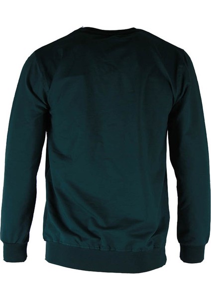 0 Yaka 2 Ip Koyu Yeşil Erkek Sweatshirt Trend Baskı modelleri