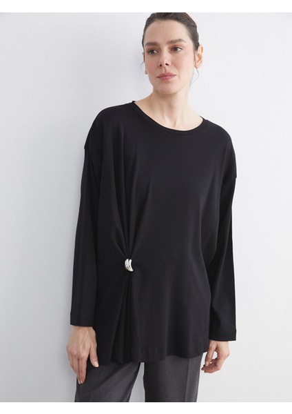 Yeni Sezon Bisiklet Yaka Büzgülü Kadın Tunik